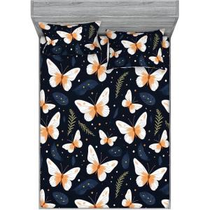 Ambesonne Seashells Fitted Sheet & Pillow Sham Set, Earthy Tones Nautical Concept Pattern of Starfish and Shell Neutral, Decorative Printed 3 Piece Bedding Decor Set, Queen, Eggshell Beige Mustard(White Ginger and Black)