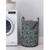Ambesonne Paisley Laundry Bag, Unusual Boteh Revival Themed Tribal Pattern in Vibrant Tones Image, Hamper Basket with Handles Drawstring Closure for Laundromats, 13″ x 19″, Slate Blue Coral