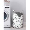 Ambesonne Paw Print Laundry Bag, Repeating Greyscale Dog and Cat Feet Pattern with Irregular Dots, Hamper Basket with Handles Drawstring Closure for Laundromats, 13″ x 19″, Grey Charcoal Grey White