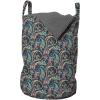 Ambesonne Paisley Laundry Bag, Unusual Boteh Revival Themed Tribal Pattern in Vibrant Tones Image, Hamper Basket with Handles Drawstring Closure for Laundromats, 13″ x 19″, Slate Blue Coral