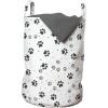 Ambesonne Paw Print Laundry Bag, Repeating Greyscale Dog and Cat Feet Pattern with Irregular Dots, Hamper Basket with Handles Drawstring Closure for Laundromats, 13″ x 19″, Grey Charcoal Grey White