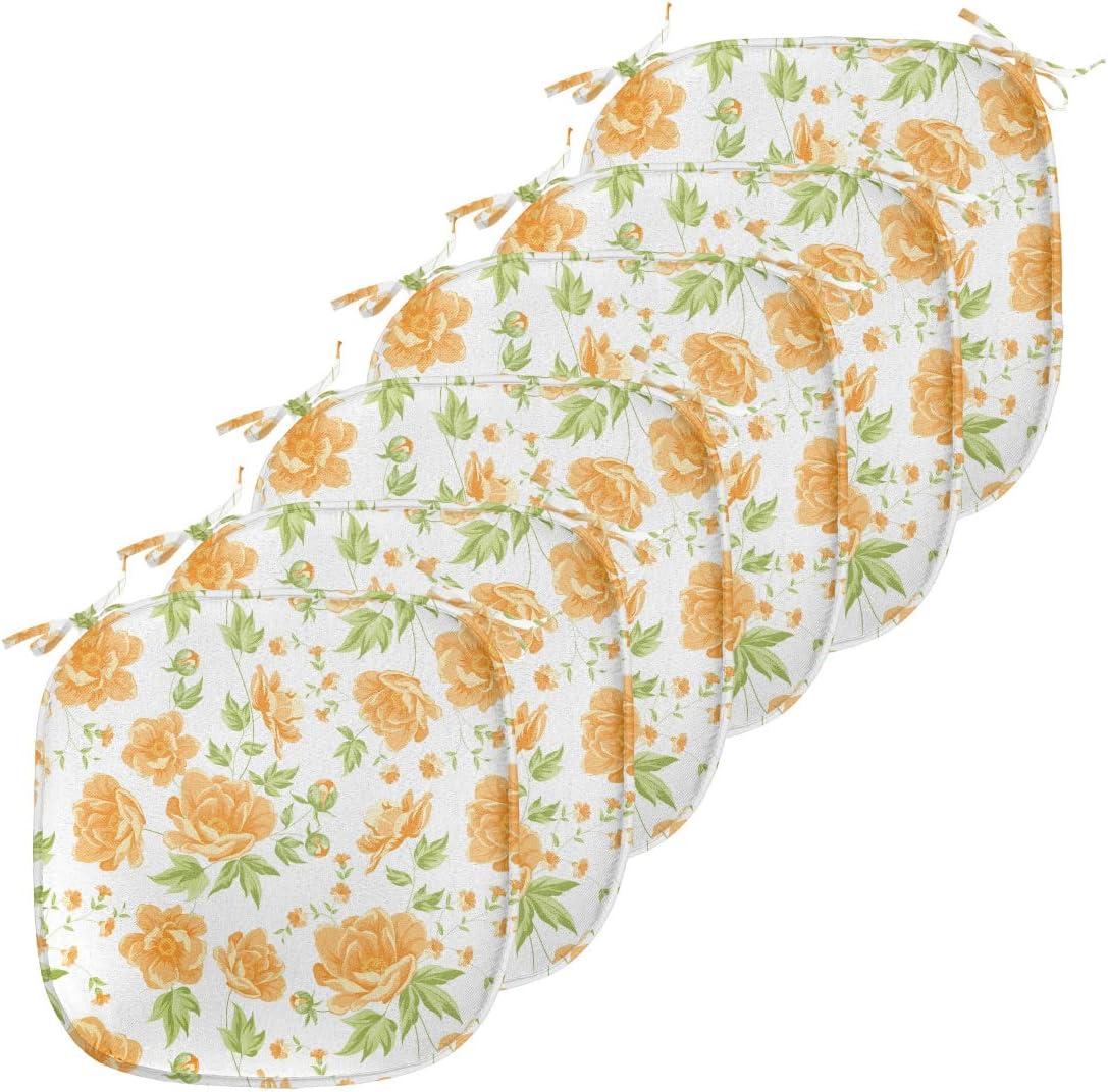 imageAmbesonne Flower Chair Seating Cushion Floral Pattern Romantic Spring Valentines Day Wedding Anniversary Theme Art AntiSlip Seat Padding for Kitchen amp Patio 16x16 Violet WhitePale Orange Green White