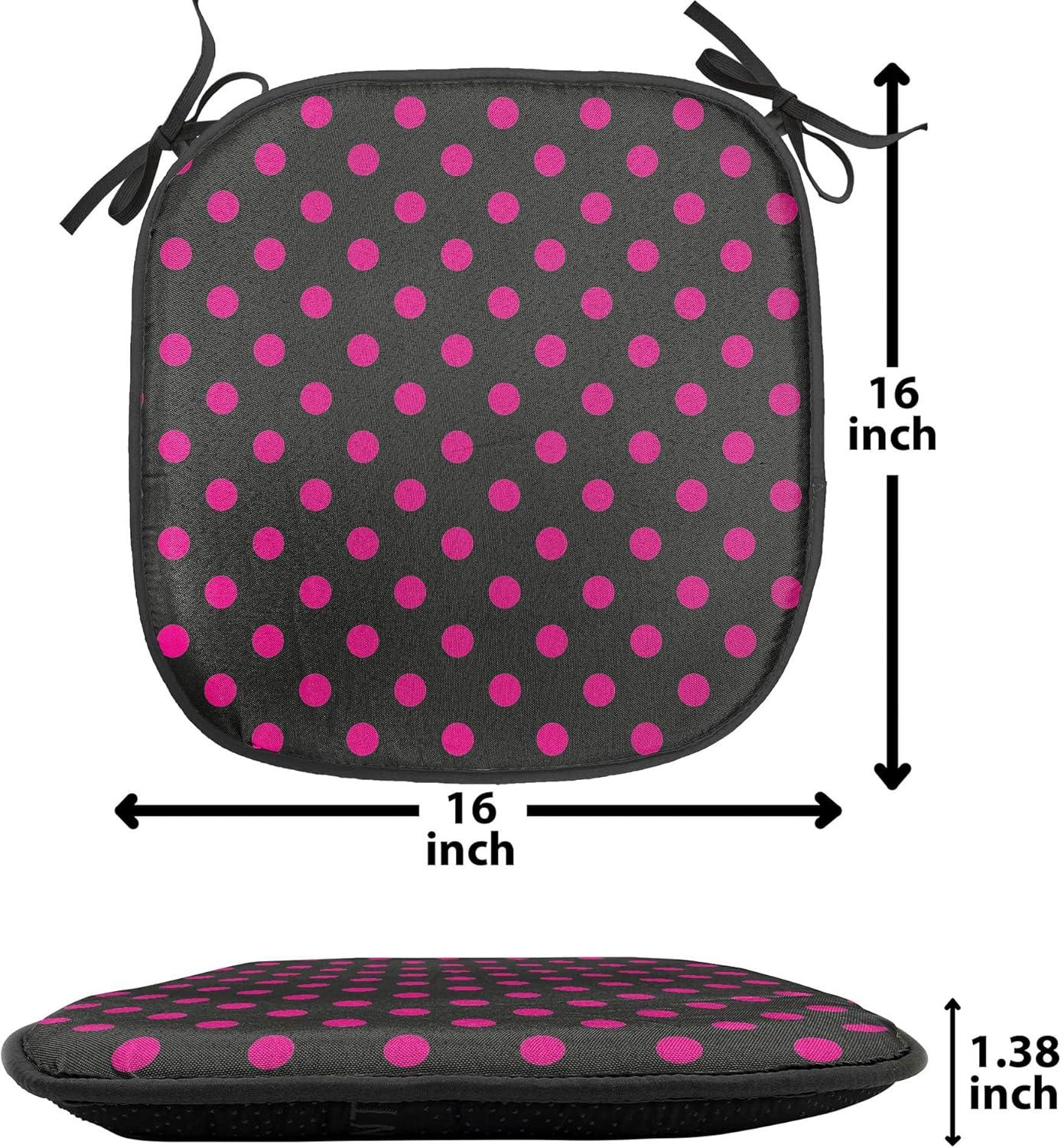 imageAmbesonne Hot Pink Chair Seating Cushion Set of 6 Valentines Day Inspired Black Mini Hearts on Fuchsia Backdrop Abstract Design AntiSlip Seat Padding for Kitchen amp Patio 16x16 Fuchsia BlackBlack Hot Pink