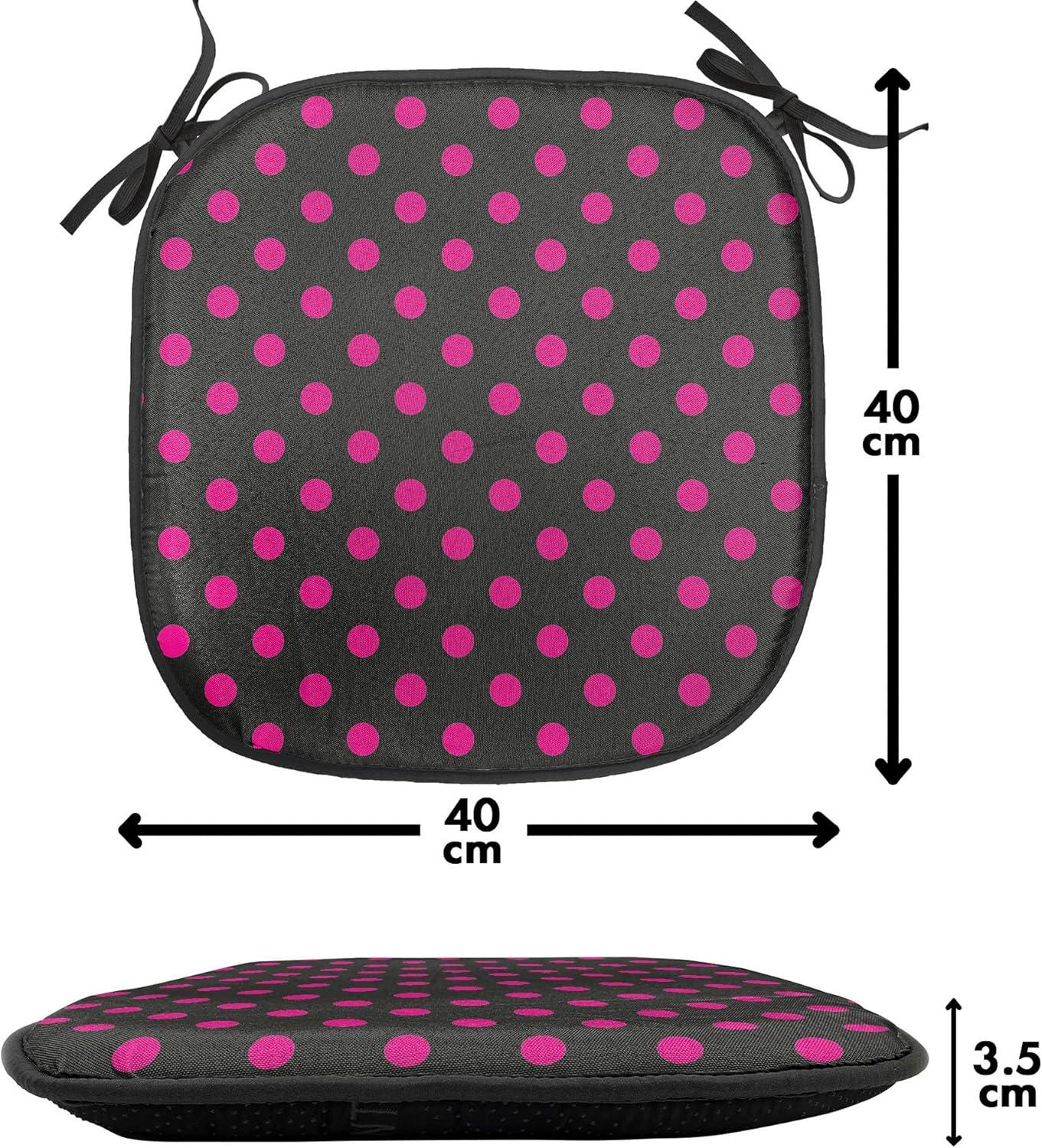 imageAmbesonne Hot Pink Chair Seating Cushion Set of 6 Valentines Day Inspired Black Mini Hearts on Fuchsia Backdrop Abstract Design AntiSlip Seat Padding for Kitchen amp Patio 16x16 Fuchsia BlackBlack Hot Pink