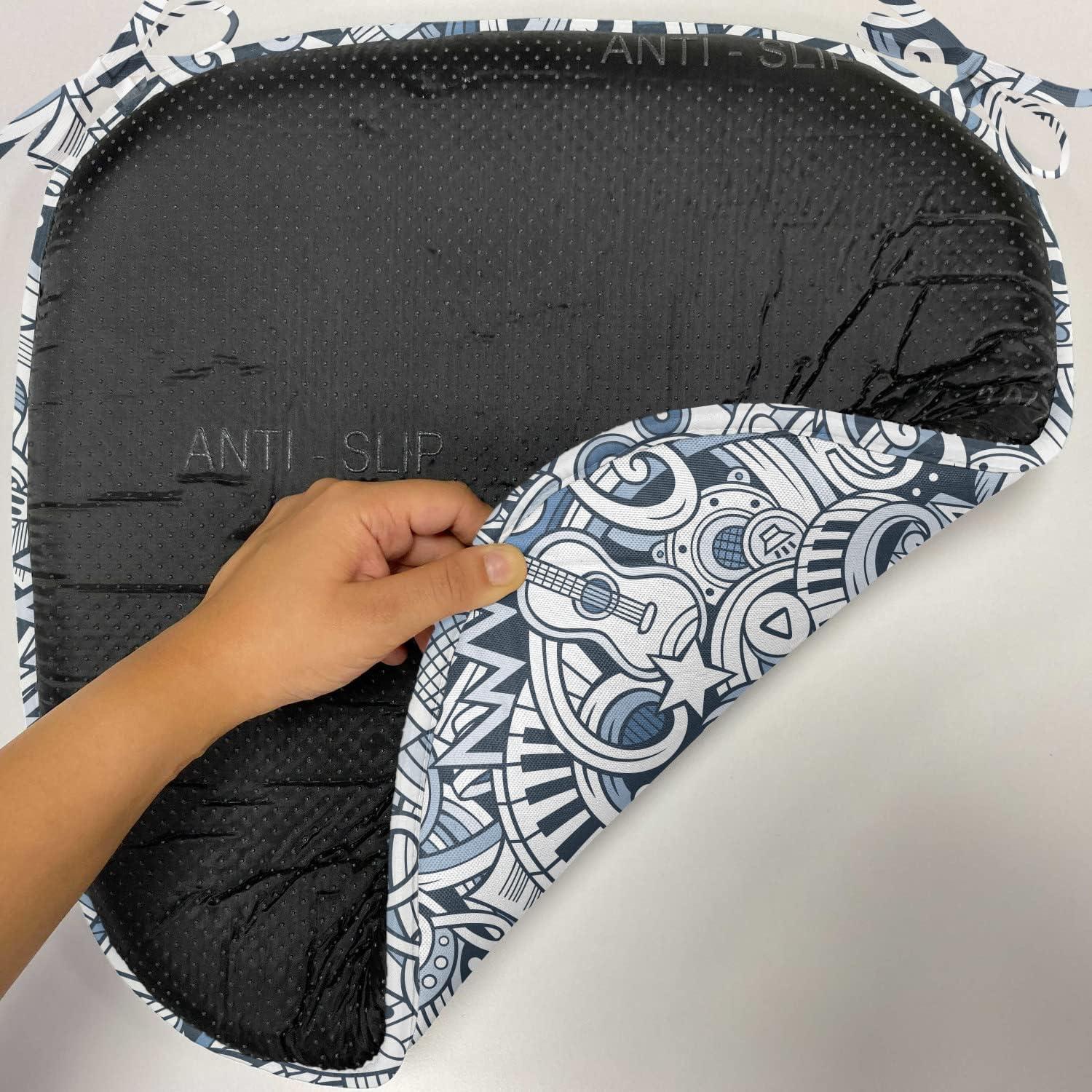 imageAmbesonne Hot Pink Chair Seating Cushion Set of 6 Valentines Day Inspired Black Mini Hearts on Fuchsia Backdrop Abstract Design AntiSlip Seat Padding for Kitchen amp Patio 16x16 Fuchsia BlackBlue Dark Blue White