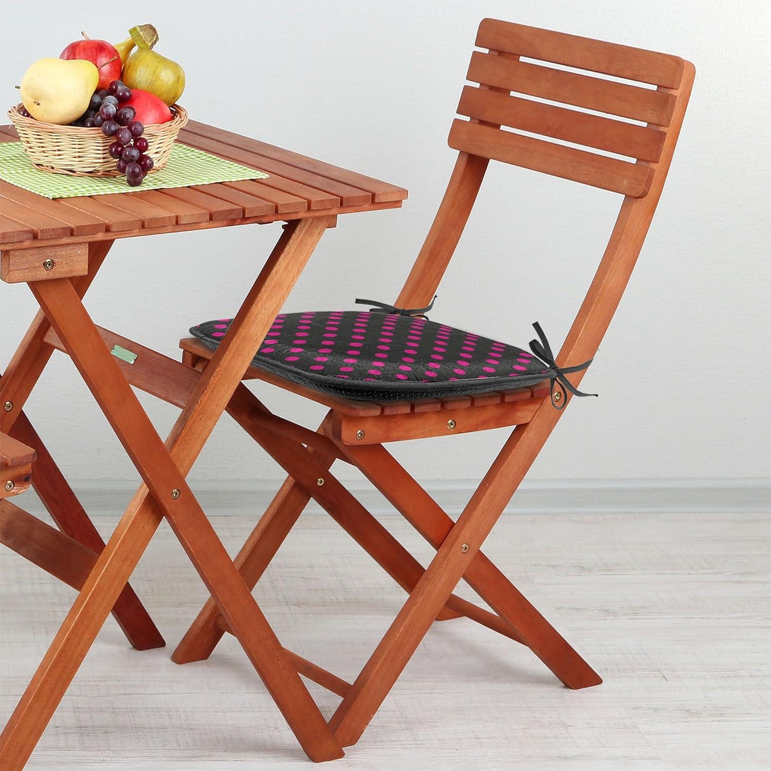 imageAmbesonne Hot Pink Chair Seating Cushion Set of 6 Valentines Day Inspired Black Mini Hearts on Fuchsia Backdrop Abstract Design AntiSlip Seat Padding for Kitchen amp Patio 16x16 Fuchsia BlackBlack Hot Pink