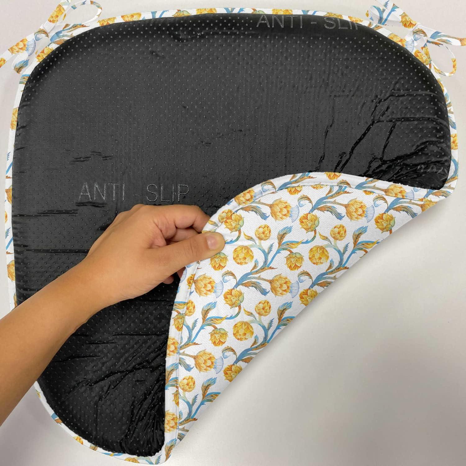 imageAmbesonne Hot Pink Chair Seating Cushion Set of 6 Valentines Day Inspired Black Mini Hearts on Fuchsia Backdrop Abstract Design AntiSlip Seat Padding for Kitchen amp Patio 16x16 Fuchsia BlackEarth Yellow Sky Blue