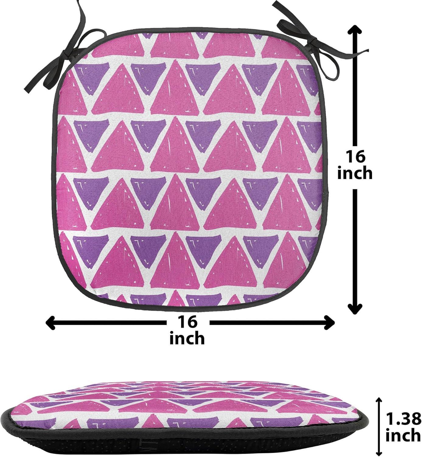 imageAmbesonne Yellow Chair Seating Cushion Dreamy Floral Composition with Hearts Valentines Day Inspired Pattern Spring AntiSlip Seat Padding for Kitchen amp Patio 16x16 Earth Yellow BeigePurple and Pink