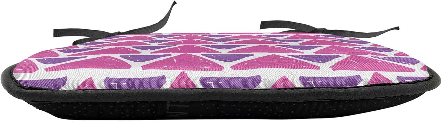 imageAmbesonne Yellow Chair Seating Cushion Dreamy Floral Composition with Hearts Valentines Day Inspired Pattern Spring AntiSlip Seat Padding for Kitchen amp Patio 16x16 Earth Yellow BeigePurple and Pink