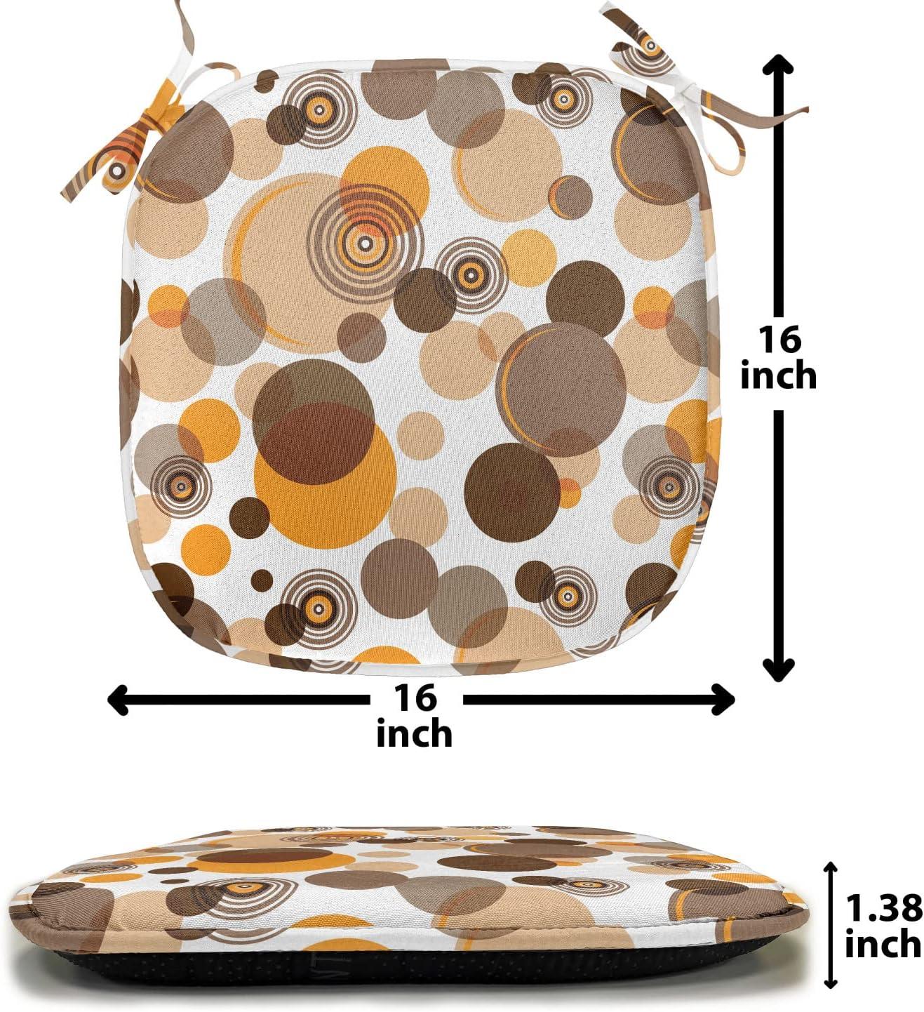imageAmbesonne Yellow Chair Seating Cushion Dreamy Floral Composition with Hearts Valentines Day Inspired Pattern Spring AntiSlip Seat Padding for Kitchen amp Patio 16x16 Earth Yellow BeigeOrange Brown Tan
