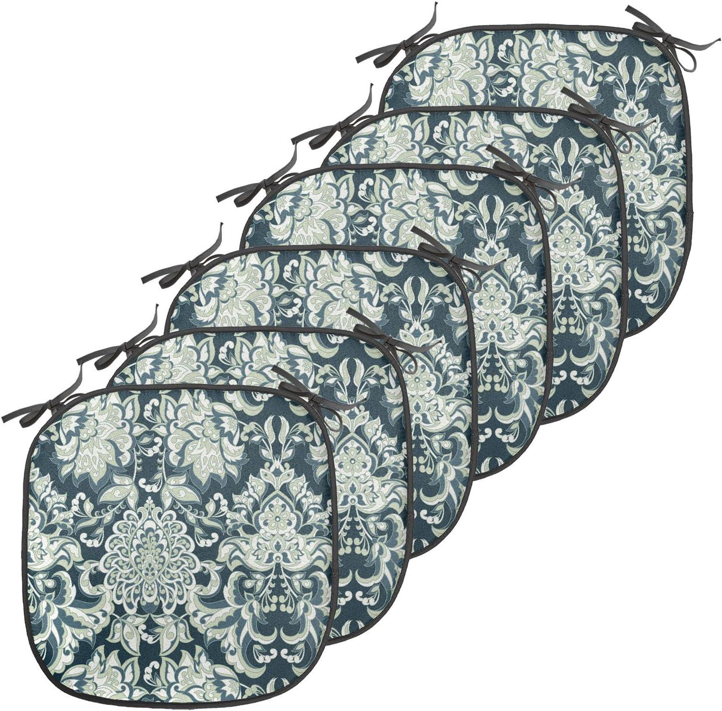 imageAmbesonne Yellow Chair Seating Cushion Dreamy Floral Composition with Hearts Valentines Day Inspired Pattern Spring AntiSlip Seat Padding for Kitchen amp Patio 16x16 Earth Yellow BeigeSage Green Dark Blue