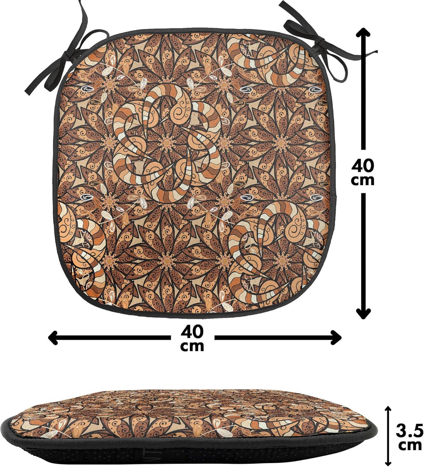 imageAmbesonne Yellow Chair Seating Cushion Dreamy Floral Composition with Hearts Valentines Day Inspired Pattern Spring AntiSlip Seat Padding for Kitchen amp Patio 16x16 Earth Yellow BeigeBrown Pale Brown Beige