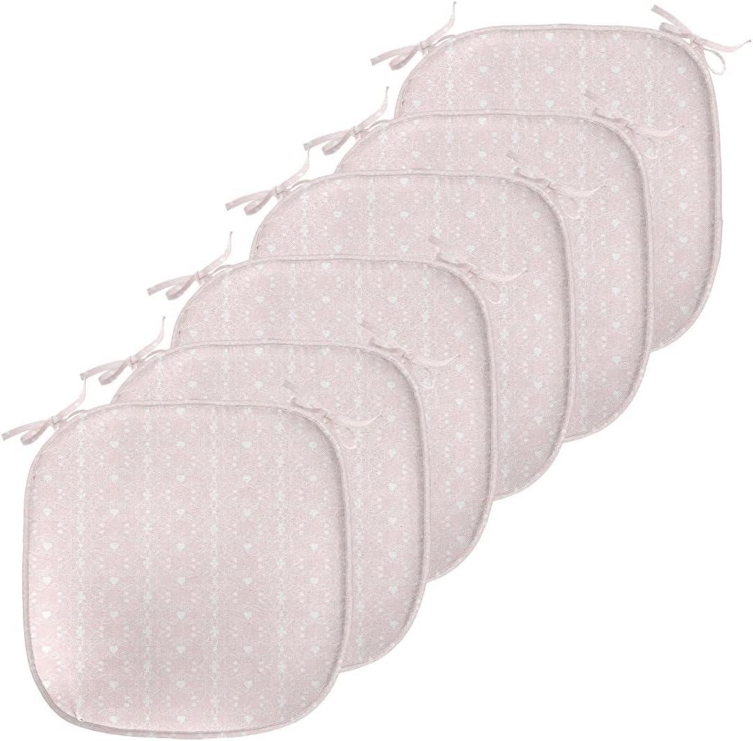 imageAmbesonne Yellow Chair Seating Cushion Dreamy Floral Composition with Hearts Valentines Day Inspired Pattern Spring AntiSlip Seat Padding for Kitchen amp Patio 16x16 Earth Yellow BeigeBlush White