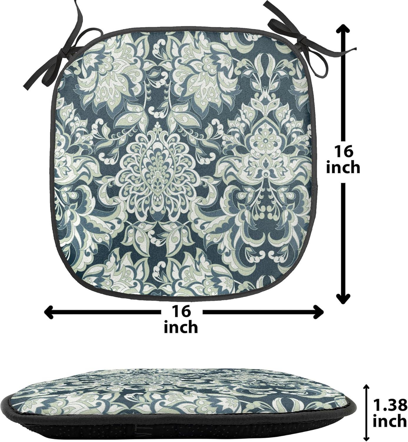 imageAmbesonne Yellow Chair Seating Cushion Dreamy Floral Composition with Hearts Valentines Day Inspired Pattern Spring AntiSlip Seat Padding for Kitchen amp Patio 16x16 Earth Yellow BeigeSage Green Dark Blue