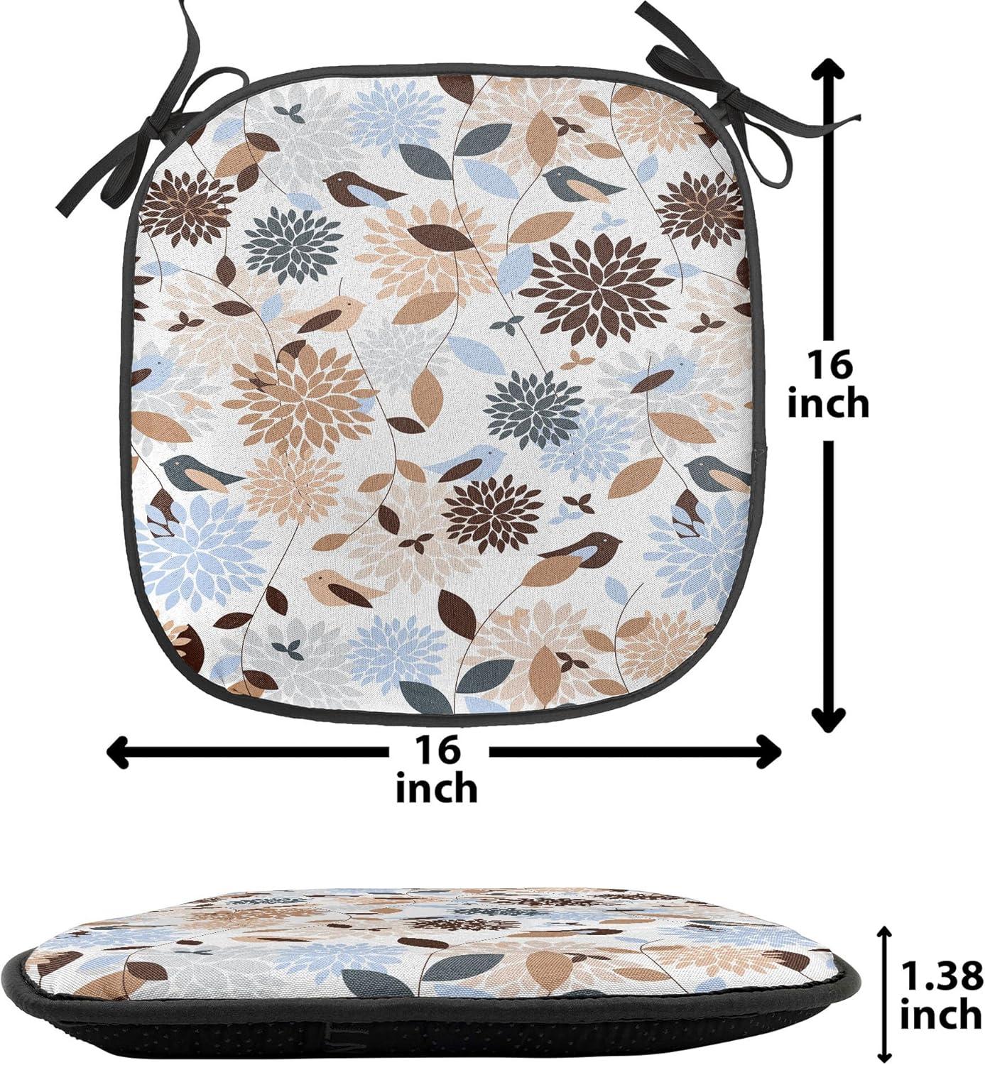 imageAmbesonne Yellow Chair Seating Cushion Dreamy Floral Composition with Hearts Valentines Day Inspired Pattern Spring AntiSlip Seat Padding for Kitchen amp Patio 16x16 Earth Yellow BeigeBrown Blue White