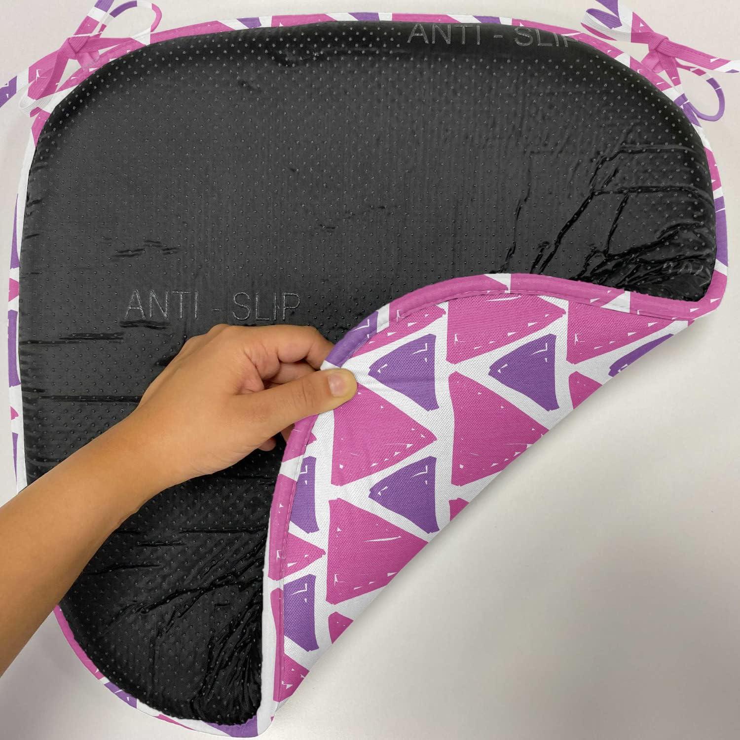 imageAmbesonne Yellow Chair Seating Cushion Dreamy Floral Composition with Hearts Valentines Day Inspired Pattern Spring AntiSlip Seat Padding for Kitchen amp Patio 16x16 Earth Yellow BeigePurple and Pink