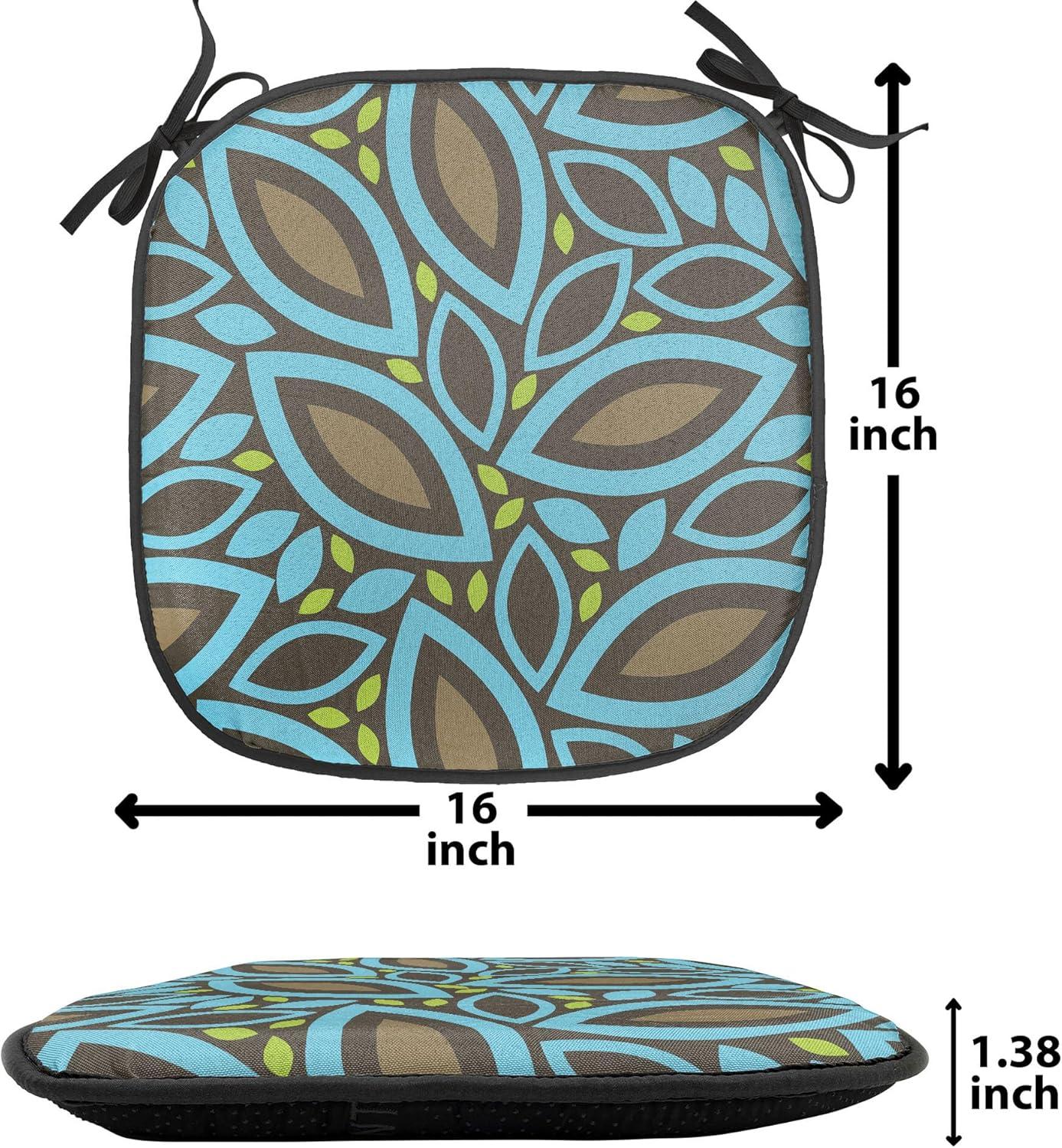 imageAmbesonne Yellow Chair Seating Cushion Dreamy Floral Composition with Hearts Valentines Day Inspired Pattern Spring AntiSlip Seat Padding for Kitchen amp Patio 16x16 Earth Yellow BeigeTaupe Blue Green