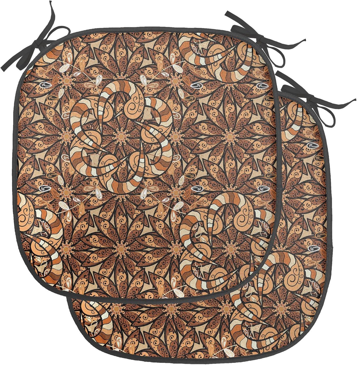 imageAmbesonne Yellow Chair Seating Cushion Dreamy Floral Composition with Hearts Valentines Day Inspired Pattern Spring AntiSlip Seat Padding for Kitchen amp Patio 16x16 Earth Yellow BeigeBrown Pale Brown Beige