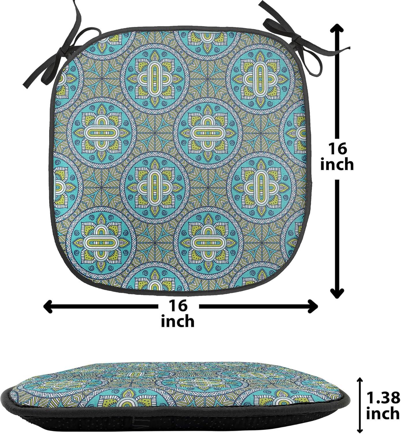 imageAmbesonne Yellow Chair Seating Cushion Dreamy Floral Composition with Hearts Valentines Day Inspired Pattern Spring AntiSlip Seat Padding for Kitchen amp Patio 16x16 Earth Yellow BeigeYellow Green Turquoise