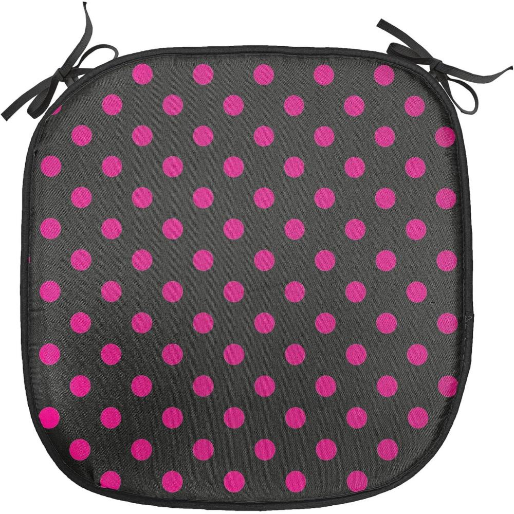 imageAmbesonne Hot Pink Chair Seating Cushion Set of 6 Valentines Day Inspired Black Mini Hearts on Fuchsia Backdrop Abstract Design AntiSlip Seat Padding for Kitchen amp Patio 16x16 Fuchsia BlackBlack Hot Pink