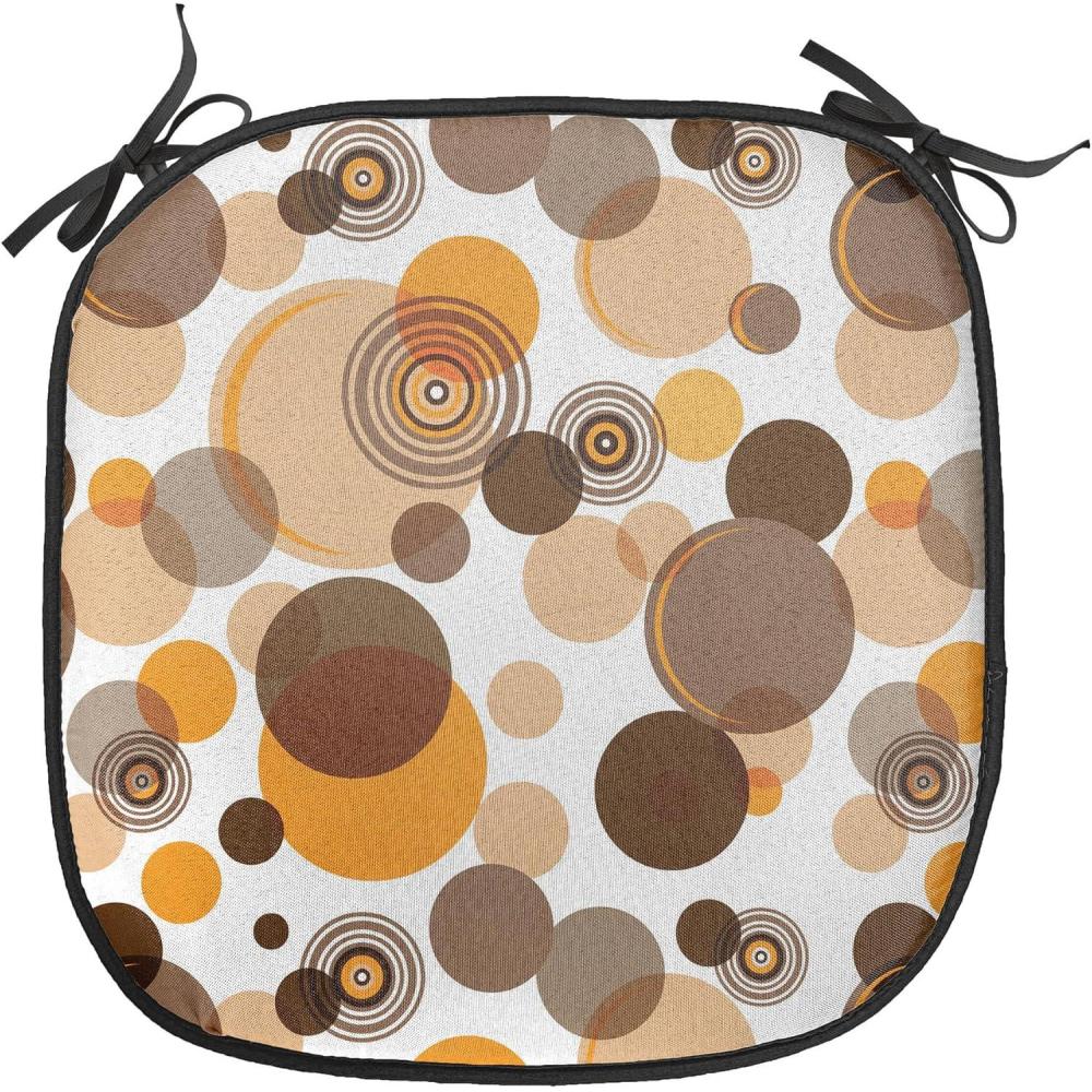 imageAmbesonne Yellow Chair Seating Cushion Dreamy Floral Composition with Hearts Valentines Day Inspired Pattern Spring AntiSlip Seat Padding for Kitchen amp Patio 16x16 Earth Yellow BeigeOrange Brown Tan
