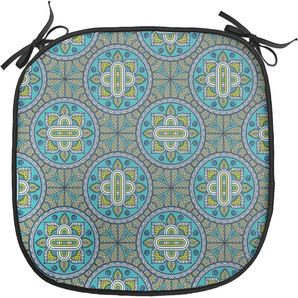 imageAmbesonne Yellow Chair Seating Cushion Dreamy Floral Composition with Hearts Valentines Day Inspired Pattern Spring AntiSlip Seat Padding for Kitchen amp Patio 16x16 Earth Yellow BeigeYellow Green Turquoise