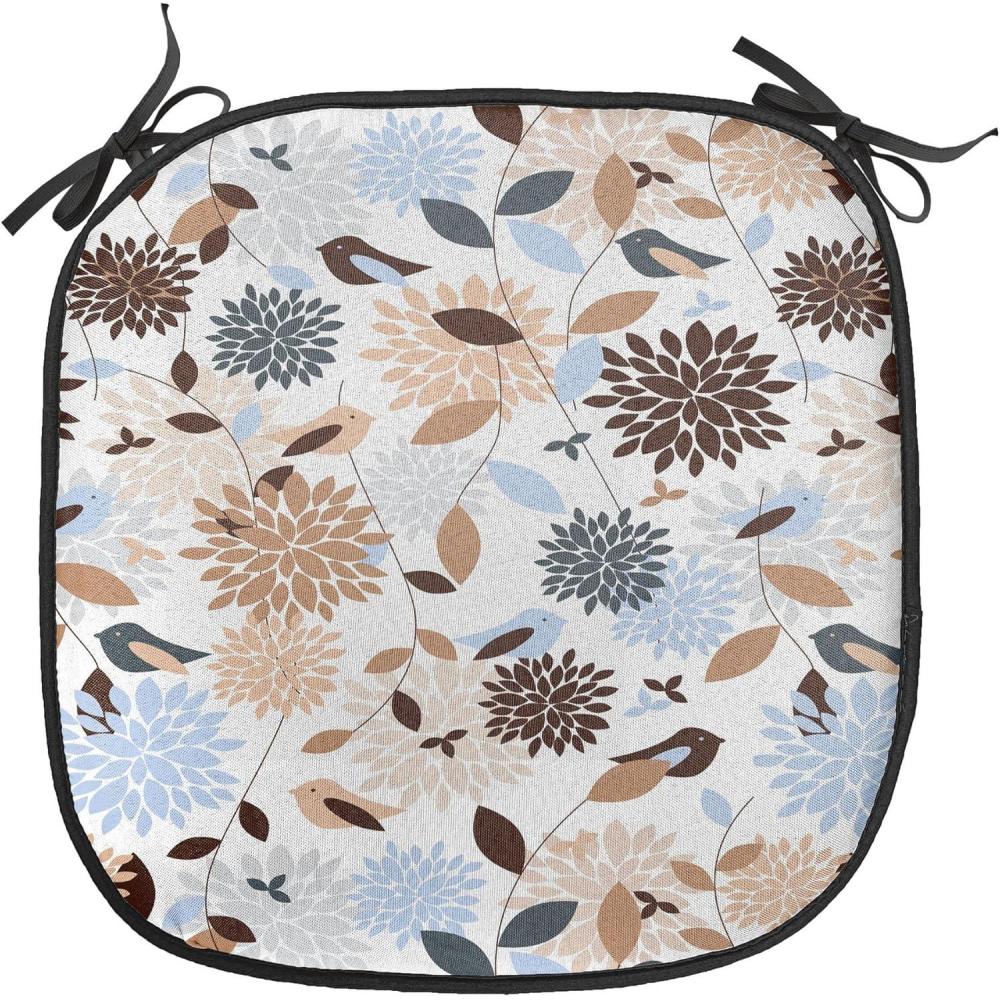 imageAmbesonne Yellow Chair Seating Cushion Dreamy Floral Composition with Hearts Valentines Day Inspired Pattern Spring AntiSlip Seat Padding for Kitchen amp Patio 16x16 Earth Yellow BeigeBrown Blue White