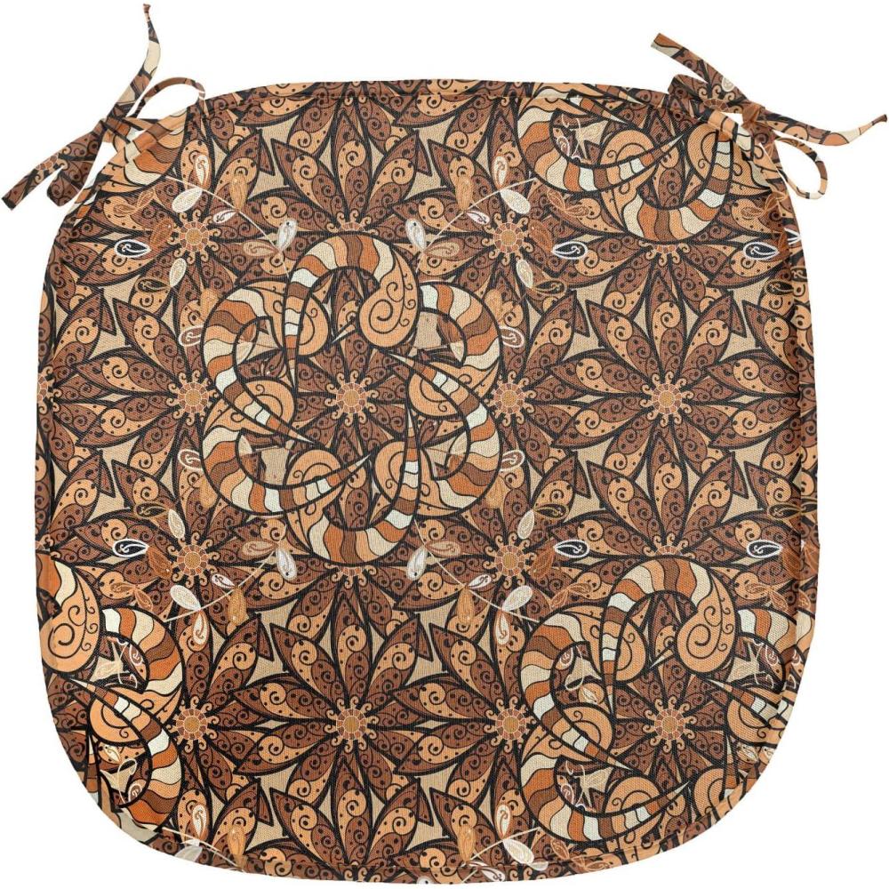 imageAmbesonne Yellow Chair Seating Cushion Dreamy Floral Composition with Hearts Valentines Day Inspired Pattern Spring AntiSlip Seat Padding for Kitchen amp Patio 16x16 Earth Yellow BeigeBrown Pale Brown Beige