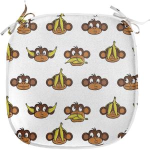 Ambesonne Cartoon Chair Seating Cushion Set of 12, Love Themed Valentines Inspired with Giant Hearts Checkered Pattern, Anti-Slip Seat Padding for Kitchen & Patio, 16″x16″, Pink Olive Green(Brown Pale Brown Yellow)