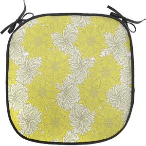 Ambesonne Cartoon Chair Seating Cushion Set of 12, Love Themed Valentines Inspired with Giant Hearts Checkered Pattern, Anti-Slip Seat Padding for Kitchen & Patio, 16″x16″, Pink Olive Green(Yellow Cream)