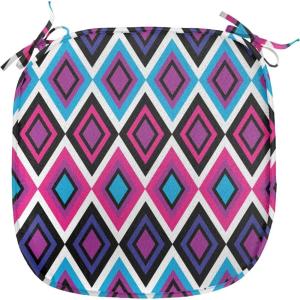 Ambesonne Cartoon Chair Seating Cushion Set of 12, Love Themed Valentines Inspired with Giant Hearts Checkered Pattern, Anti-Slip Seat Padding for Kitchen & Patio, 16″x16″, Pink Olive Green(Magenta Purple Blue)