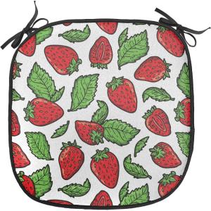 Ambesonne Romantic Chair Seating Cushion, Flamingos Shaping Hearts Heads Love Animal Valentines Illustration, Anti-Slip Seat Padding for Kitchen & Patio, 16″x16″, Pale Pink Grey(Red Fern Green)