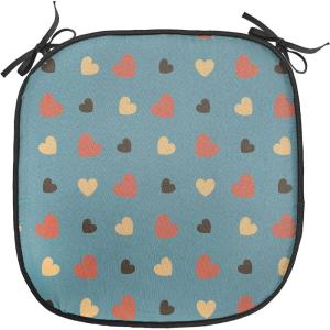 Ambesonne Romantic Chair Seating Cushion, Flamingos Shaping Hearts Heads Love Animal Valentines Illustration, Anti-Slip Seat Padding for Kitchen & Patio, 16″x16″, Pale Pink Grey(Blue Brown and Vermilion)