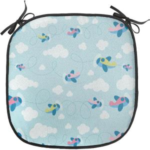 Ambesonne Romantic Chair Seating Cushion, Flamingos Shaping Hearts Heads Love Animal Valentines Illustration, Anti-Slip Seat Padding for Kitchen & Patio, 16″x16″, Pale Pink Grey(Pale Blue White Pink)