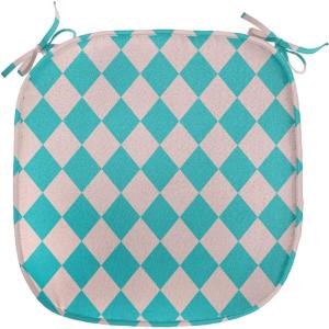 Ambesonne Romantic Chair Seating Cushion, Flamingos Shaping Hearts Heads Love Animal Valentines Illustration, Anti-Slip Seat Padding for Kitchen & Patio, 16″x16″, Pale Pink Grey(Turquoise and Lilac)