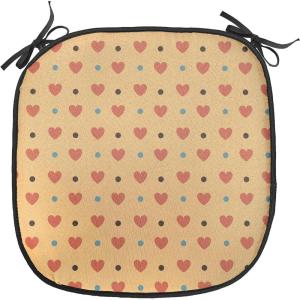 Ambesonne Romantic Chair Seating Cushion, Flamingos Shaping Hearts Heads Love Animal Valentines Illustration, Anti-Slip Seat Padding for Kitchen & Patio, 16″x16″, Pale Pink Grey(Coral Pale Orange Blue)