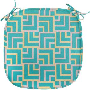 Ambesonne Romantic Chair Seating Cushion, Flamingos Shaping Hearts Heads Love Animal Valentines Illustration, Anti-Slip Seat Padding for Kitchen & Patio, 16″x16″, Pale Pink Grey(Turquoise Yellow)