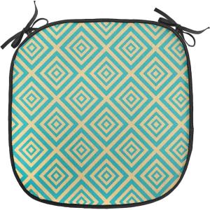 Ambesonne Romantic Chair Seating Cushion, Flamingos Shaping Hearts Heads Love Animal Valentines Illustration, Anti-Slip Seat Padding for Kitchen & Patio, 16″x16″, Pale Pink Grey(Turquoise and Yellow)