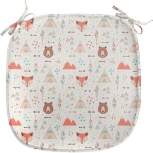 Ambesonne Romantic Chair Seating Cushion, Flamingos Shaping Hearts Heads Love Animal Valentines Illustration, Anti-Slip Seat Padding for Kitchen & Patio, 16″x16″, Pale Pink Grey(Salmon Amber White)