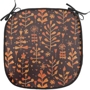 Ambesonne Valentine`s Day Chair Seating Cushion, Cartoon Hearts with Arrows Love Passion and Romance Pattern, Anti-Slip Seat Padding for Kitchen & Patio, 16″x16″, Dark Coral Brown White(Orange Maroon)