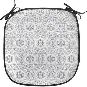 Ambesonne Valentine`s Day Chair Seating Cushion, Cartoon Hearts with Arrows Love Passion and Romance Pattern, Anti-Slip Seat Padding for Kitchen & Patio, 16″x16″, Dark Coral Brown White(Black Blue and White)