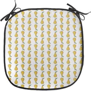 Ambesonne Valentine`s Day Chair Seating Cushion, Cartoon Hearts with Arrows Love Passion and Romance Pattern, Anti-Slip Seat Padding for Kitchen & Patio, 16″x16″, Dark Coral Brown White(Pale Earth Yellow White)