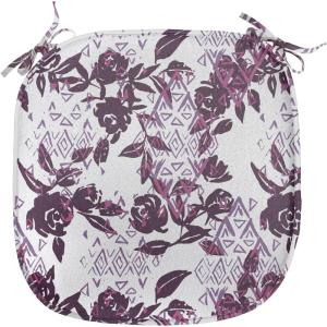 Ambesonne Valentine`s Day Chair Seating Cushion, Cartoon Hearts with Arrows Love Passion and Romance Pattern, Anti-Slip Seat Padding for Kitchen & Patio, 16″x16″, Dark Coral Brown White(Plum Dried Rose Lavender)