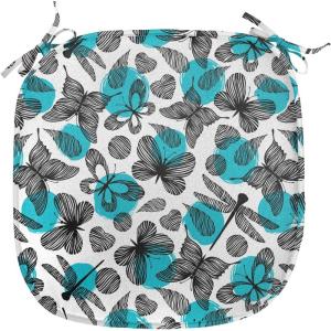 Ambesonne Valentine`s Day Chair Seating Cushion, Cartoon Hearts with Arrows Love Passion and Romance Pattern, Anti-Slip Seat Padding for Kitchen & Patio, 16″x16″, Dark Coral Brown White(Sky Blue Black White)