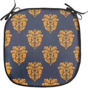 Ambesonne Valentine`s Day Chair Seating Cushion, Cartoon Hearts with Arrows Love Passion and Romance Pattern, Anti-Slip Seat Padding for Kitchen & Patio, 16″x16″, Dark Coral Brown White(Dark Blue Marigold)