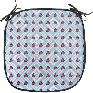 Ambesonne Valentine`s Day Chair Seating Cushion, Cartoon Hearts with Arrows Love Passion and Romance Pattern, Anti-Slip Seat Padding for Kitchen & Patio, 16″x16″, Dark Coral Brown White(Pale Blue Ruby White)
