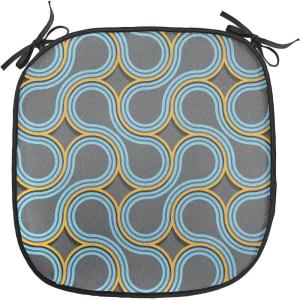 Ambesonne Valentine`s Day Chair Seating Cushion, Cartoon Hearts with Arrows Love Passion and Romance Pattern, Anti-Slip Seat Padding for Kitchen & Patio, 16″x16″, Dark Coral Brown White(Grey Marigold Pale Blue)
