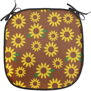 Ambesonne Valentine`s Day Chair Seating Cushion, Cartoon Hearts with Arrows Love Passion and Romance Pattern, Anti-Slip Seat Padding for Kitchen & Patio, 16″x16″, Dark Coral Brown White(Brown Yellow Green)