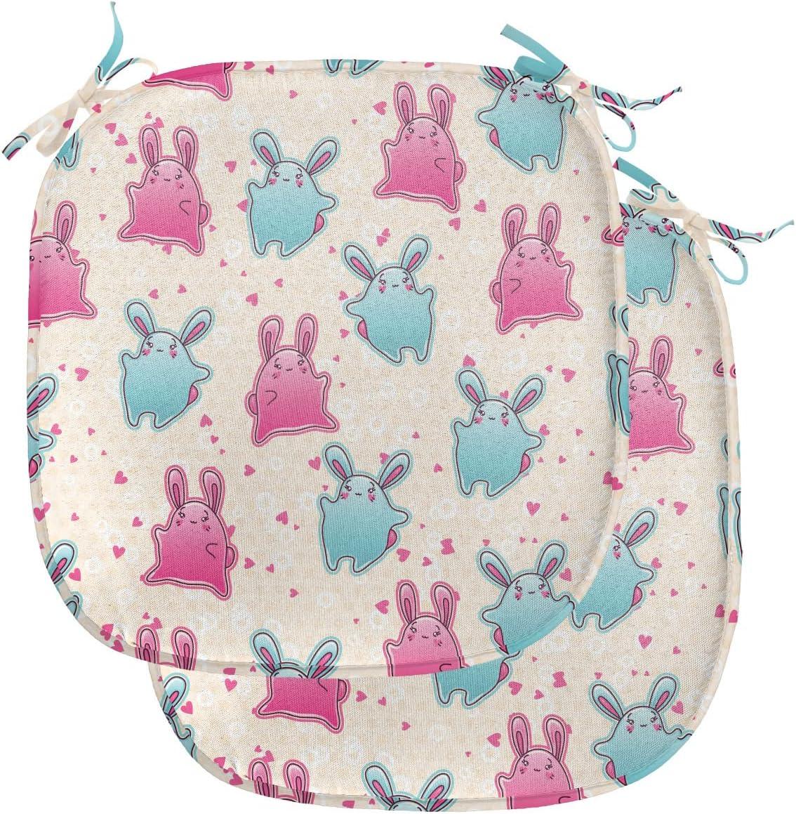 imageAmbesonne Angel Chair Seating Cushion Set of 2 Medieval Marry Love Angel Playing Music Valentine Cupid Date Dove Marriage AntiSlip Seat Padding for Kitchen amp Patio 16x16 Eggshell Ruby CaramelPale Blue Pink Beige