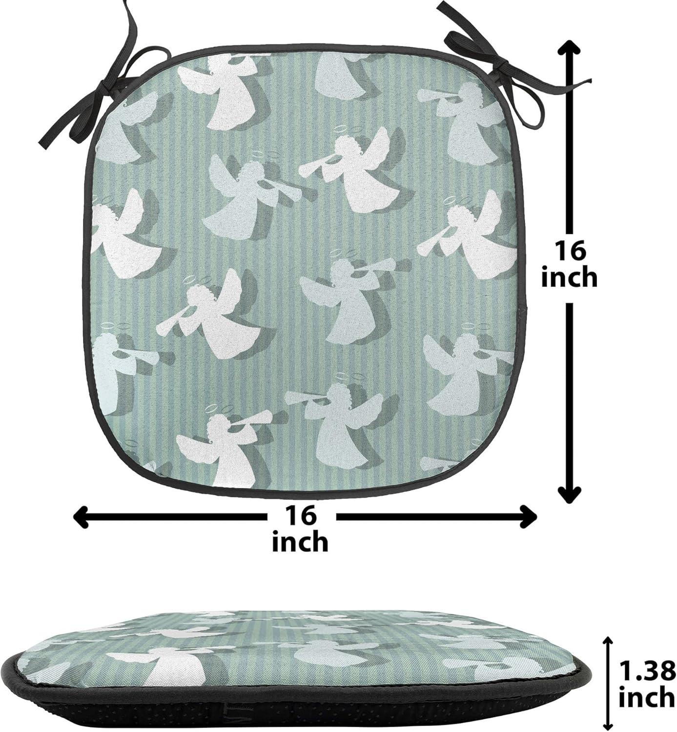 imageAmbesonne Angel Chair Seating Cushion Set of 2 Medieval Marry Love Angel Playing Music Valentine Cupid Date Dove Marriage AntiSlip Seat Padding for Kitchen amp Patio 16x16 Eggshell Ruby CaramelPale Almond Green White